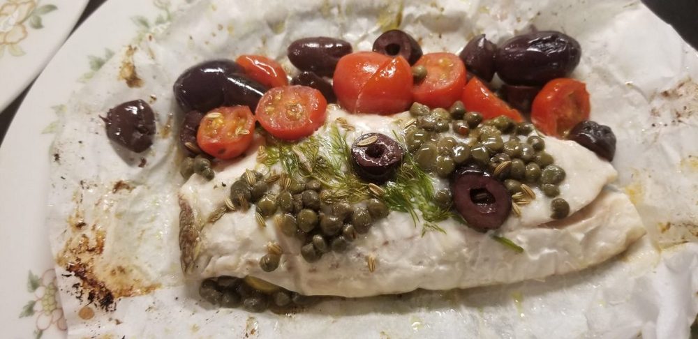 fish in parchment paper, MiamiCurated, mediterranean style fish